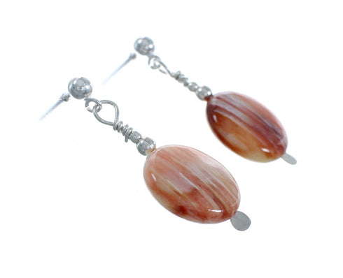 Native American Oyster Shell Sterling Silver Post Dangle Earrings X10467